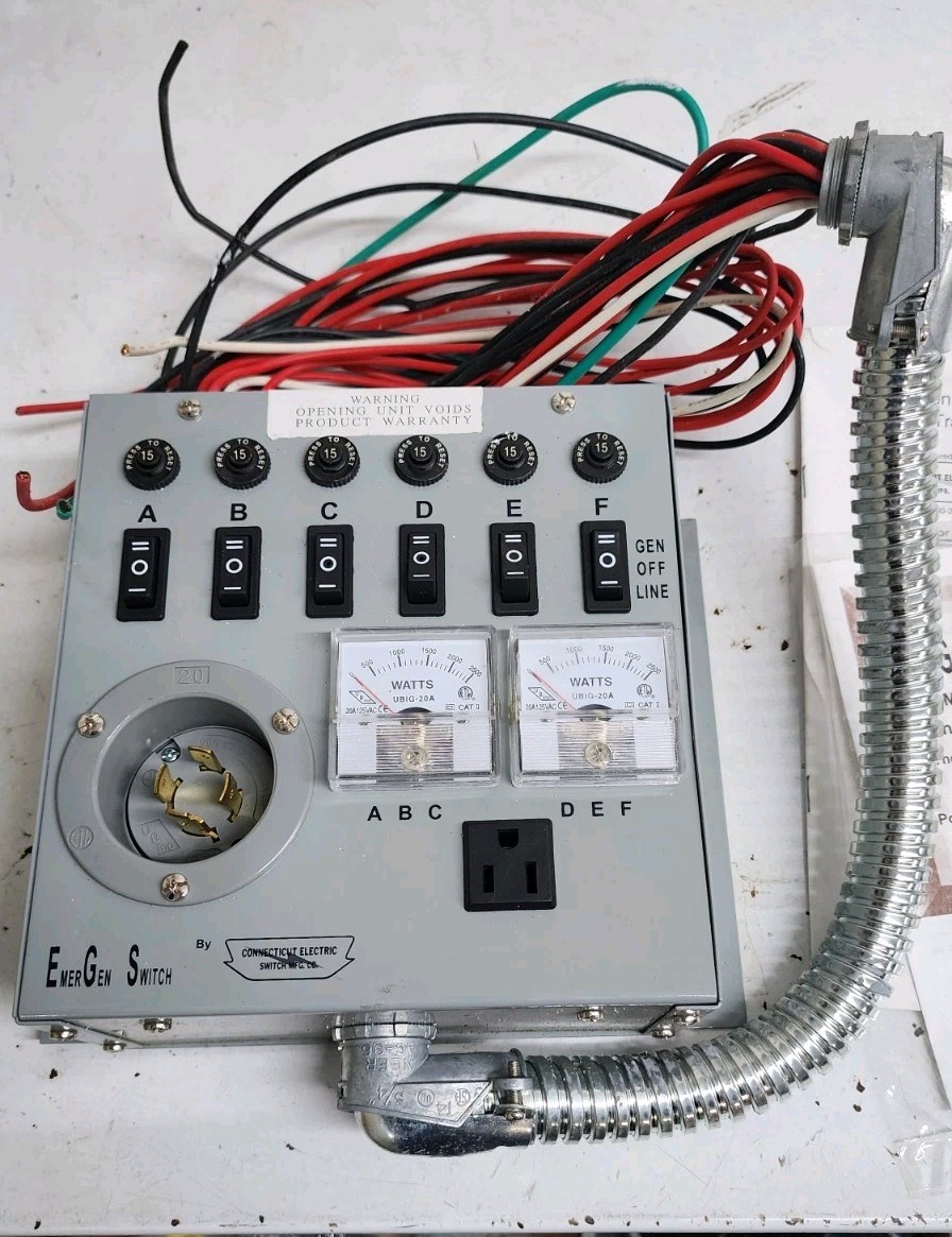 EmerGen Switch Manual Transfer Switch 6-5000 w/ Installation Manual. Never Used