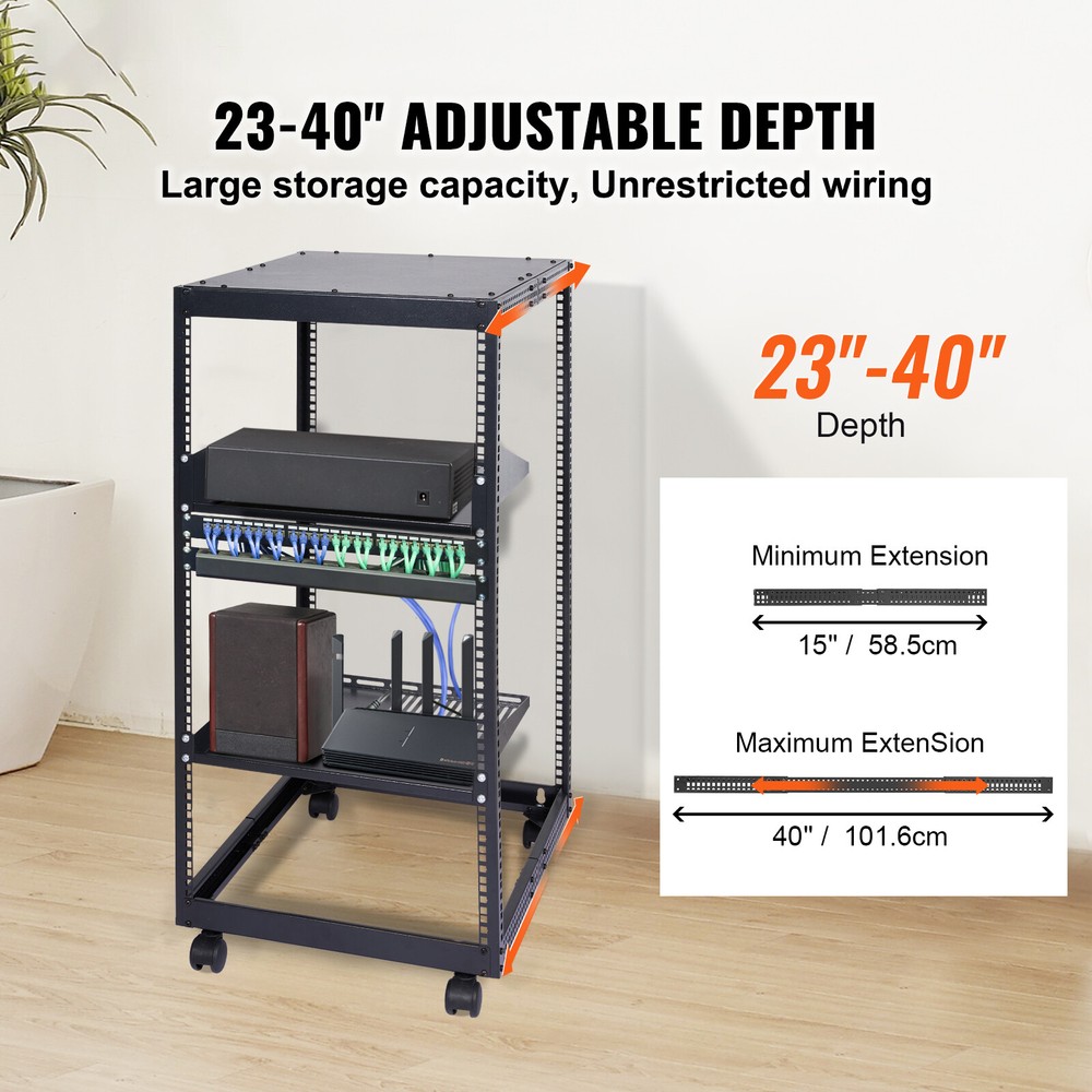 20U 4 Post Open Frame Server Rack Network Enclosure 23''-40'' Adjustable