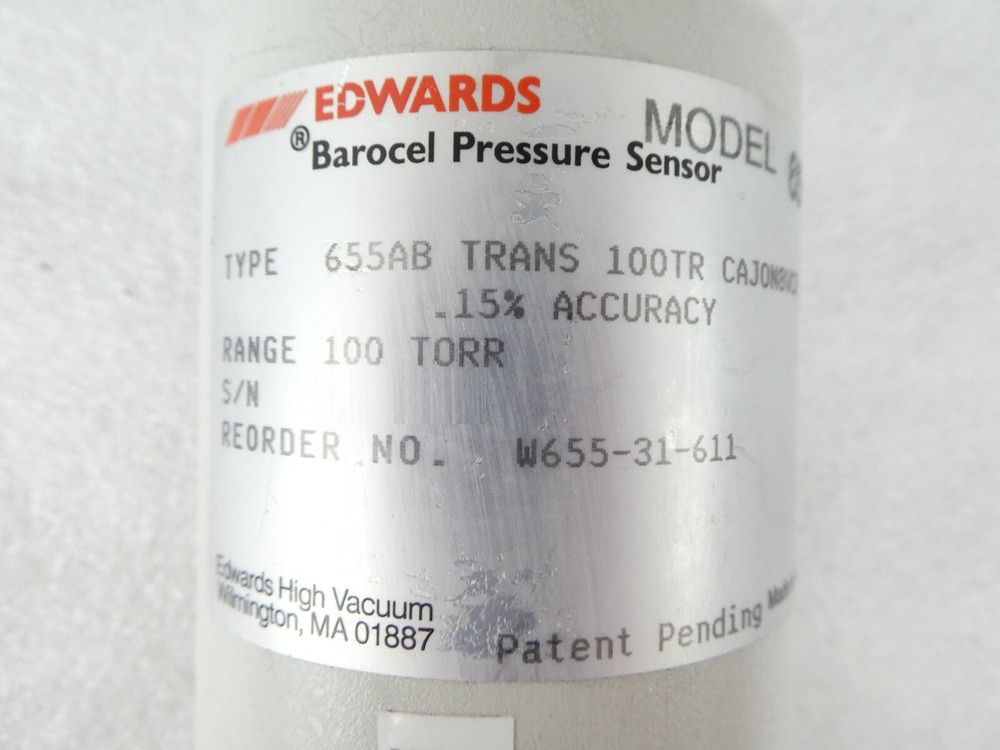 Edwards W655-31-611 Barocel Pressure Sensor 100 Torr Tested Working Surplus