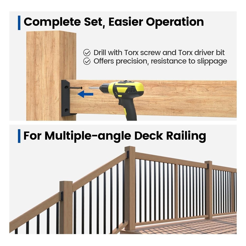 20Pcs Deck Railing Brackets Connectors Rail Support Kit for 2X4(1.5"×3.5") Rail