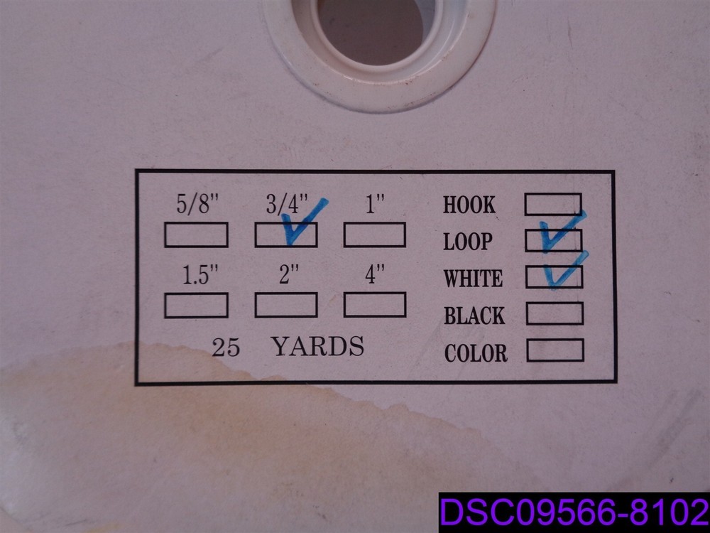 Loop White Hook and Loop 3/4" Wide x 25 Yards