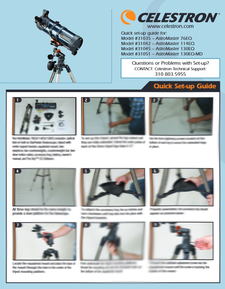 Celestron Astromaster Telescope Manual & Setup Guide + CD