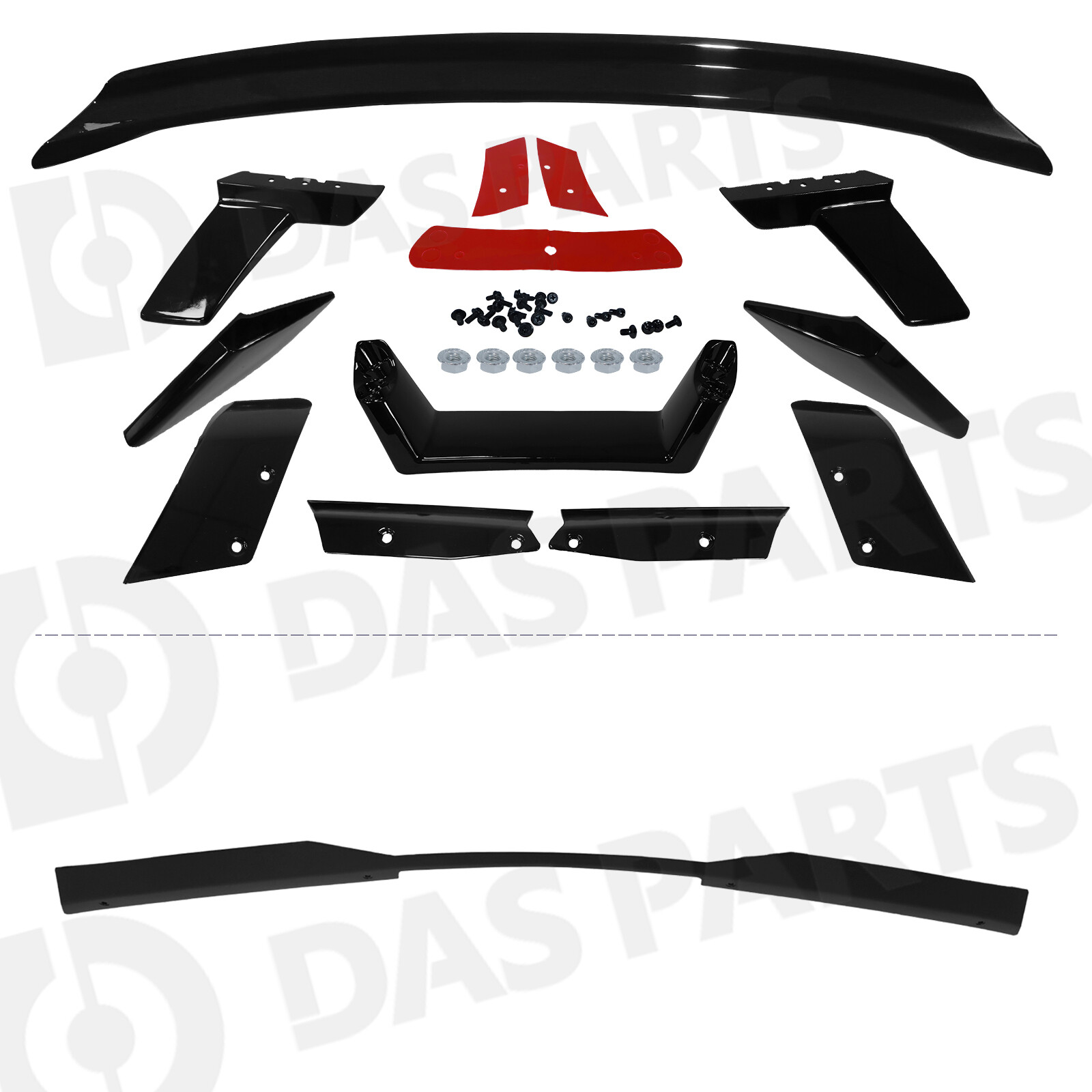 Gloss Black Spoiler Wing W/Gurney Flap DH Performance For 2024 2025 Ford Mustang