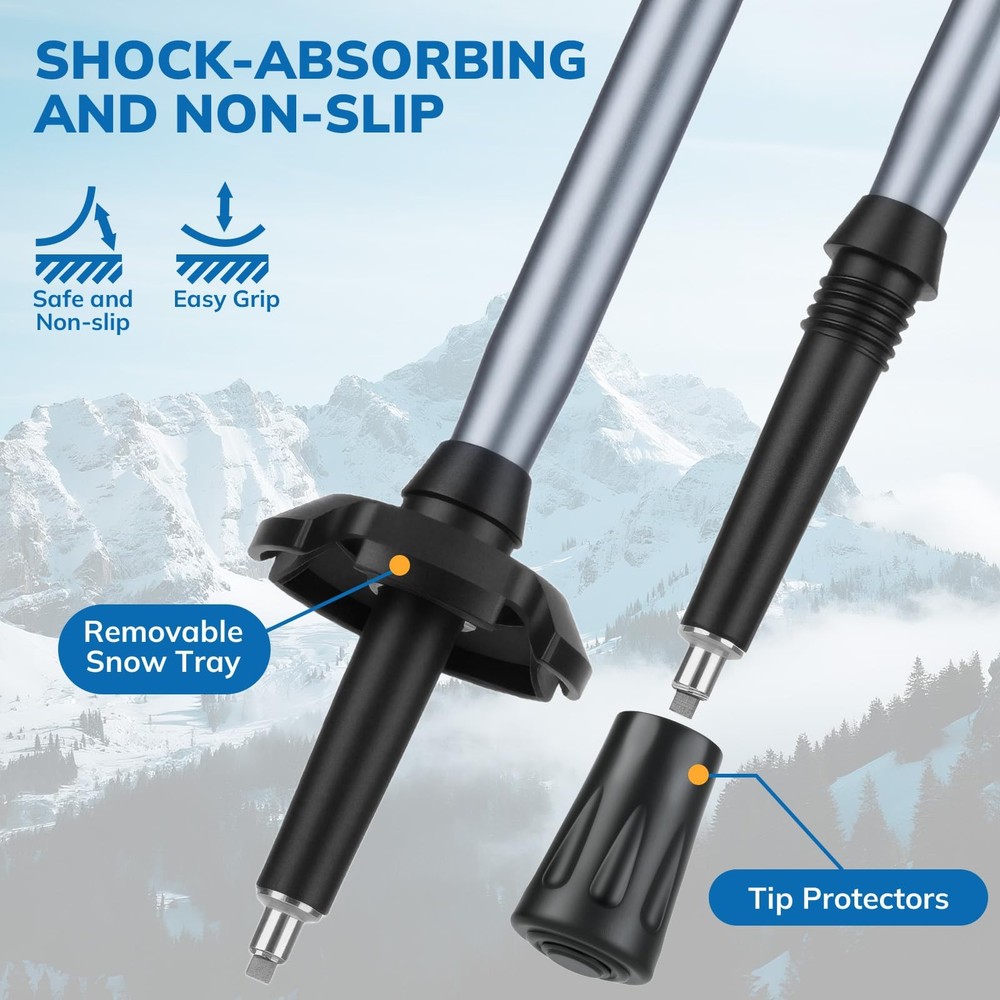7075 Aluminum Trekking Pole Foldable Tungsten Tip Single