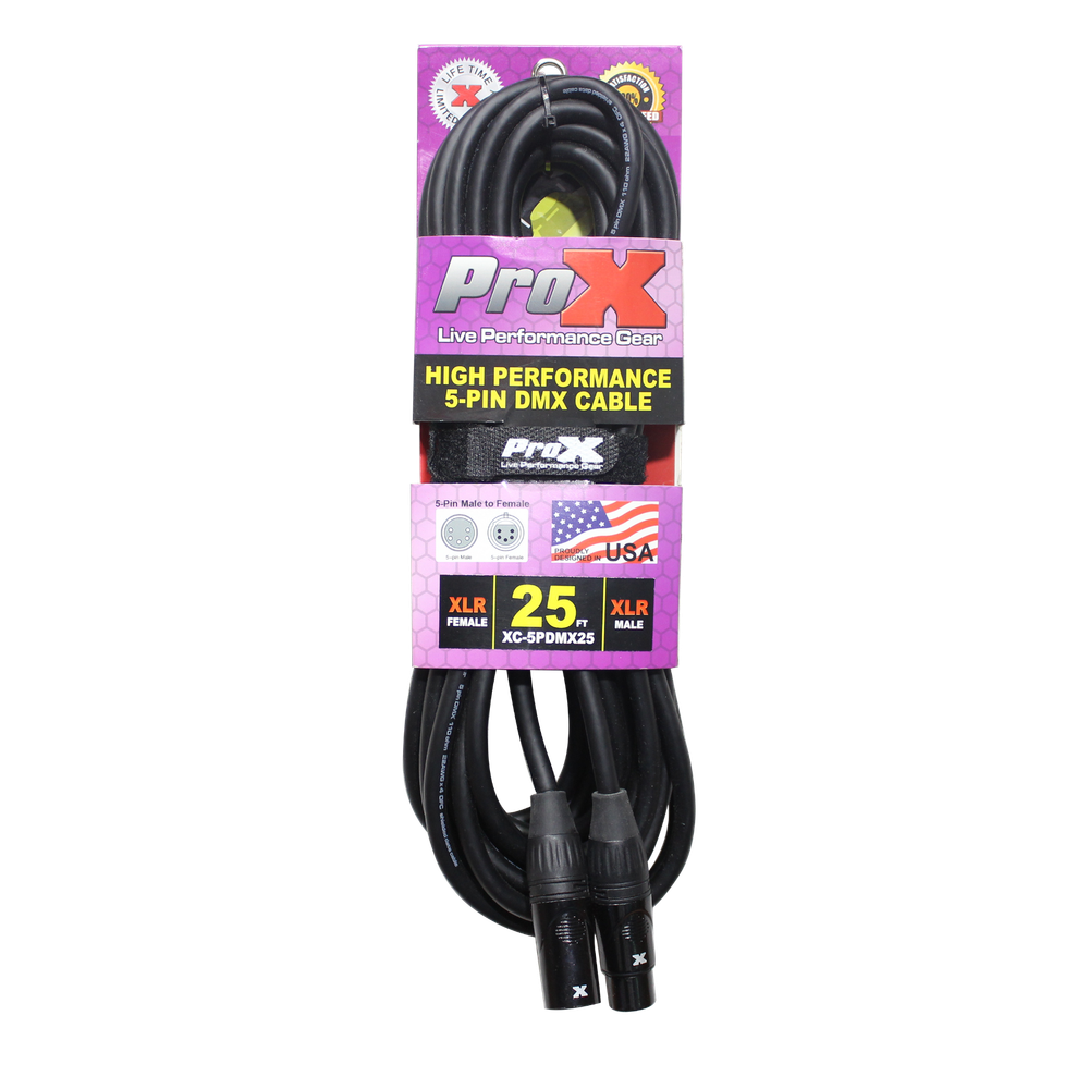 10 ProX 5 Pin 25 ft High Performance Data Lighting DMX Cable