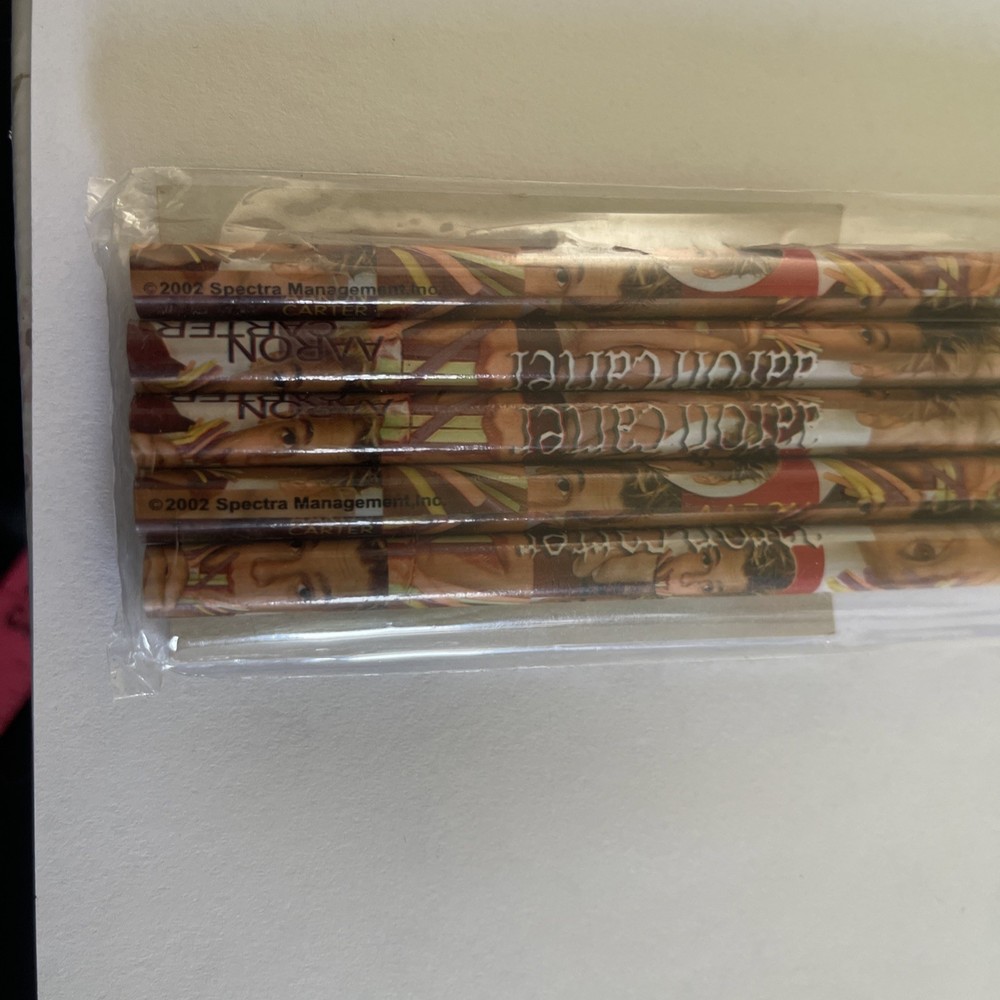 2002 Aaron Carter 5 Set Of #2 Pencils With Book Mark