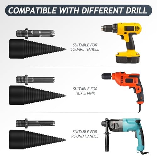 Firewood Log Splitter, Removable Cones Kindling Wood Splitting logs bits