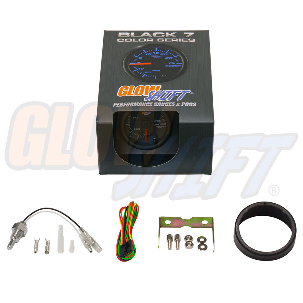 GlowShift 52mm Black 7 Color LED Water Coolant Temperature Temp Gauge Meter - °F