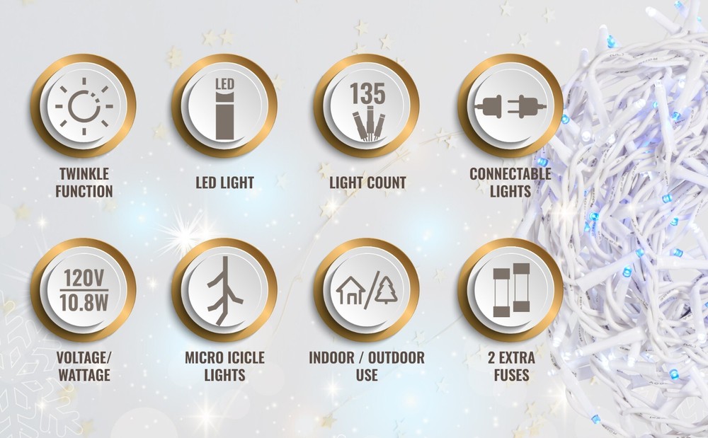 Aurio Starry Light Icicles Super Bright 135LED 3MM