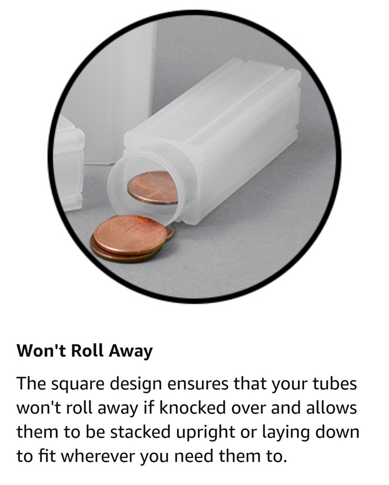 Lighthouse - Square Coin Tubes - Convenient Push Top, Virtually Unbreakable,...