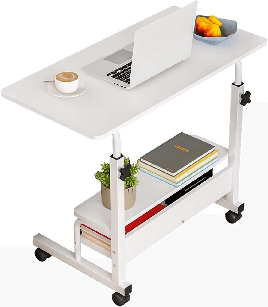 Adjustable Height Durable Computer Desk Small Space Rolling Writing W/ Wheels