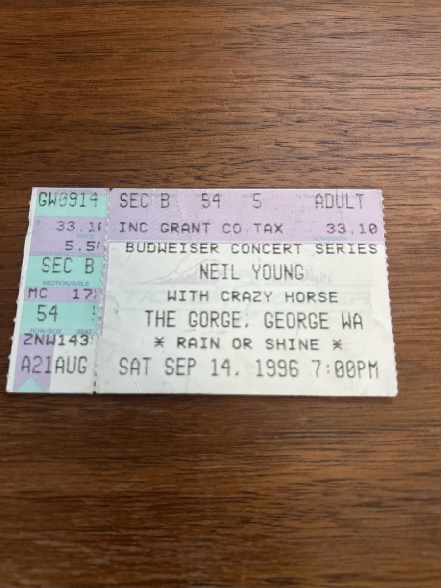 Neil Young & Crazy Horse w/Patti Smith 9/14/1996 Ticket Stub The Gorge George WA