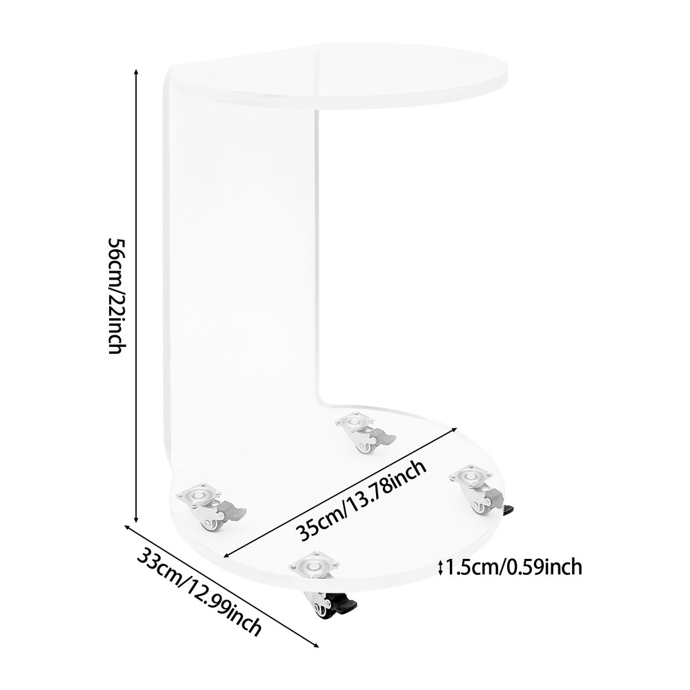 Acrylic Nightstand Side Table, Mobile Side Table, 2-tier Display End Table