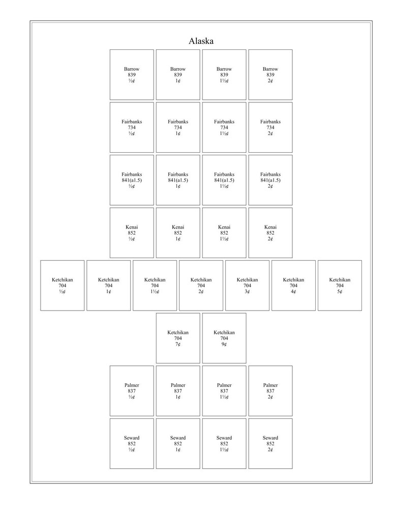 Alaska Precancel Washington Bicentennial 2 Pages in Sheet Protectors