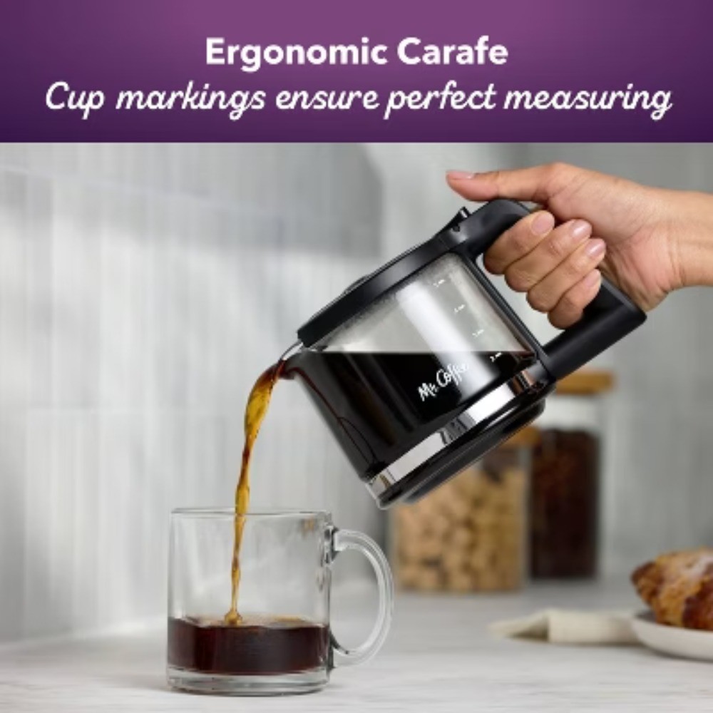 Mr. Coffee 5-Cup Programmable Coffee Maker Black: Drip Coffee Machine