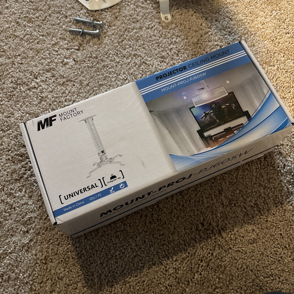 VIVO Universal Extended Ceiling Projector Mount | Height Adjustable (White)