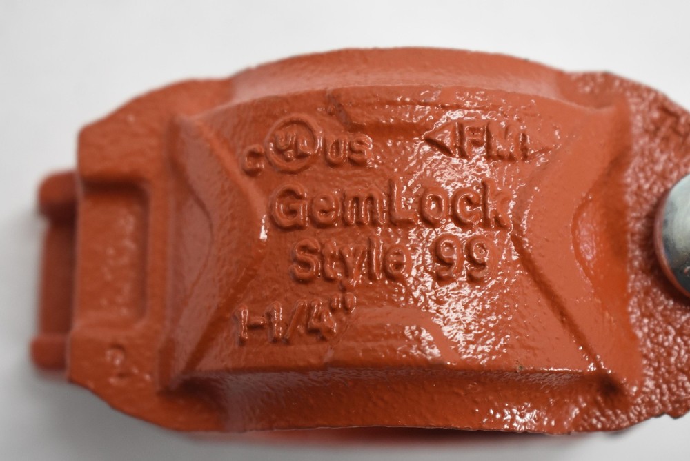 GemLock Style 99 1-1/4" Grooved Pipe Coupling Mechanical Clamp Fitting Orange