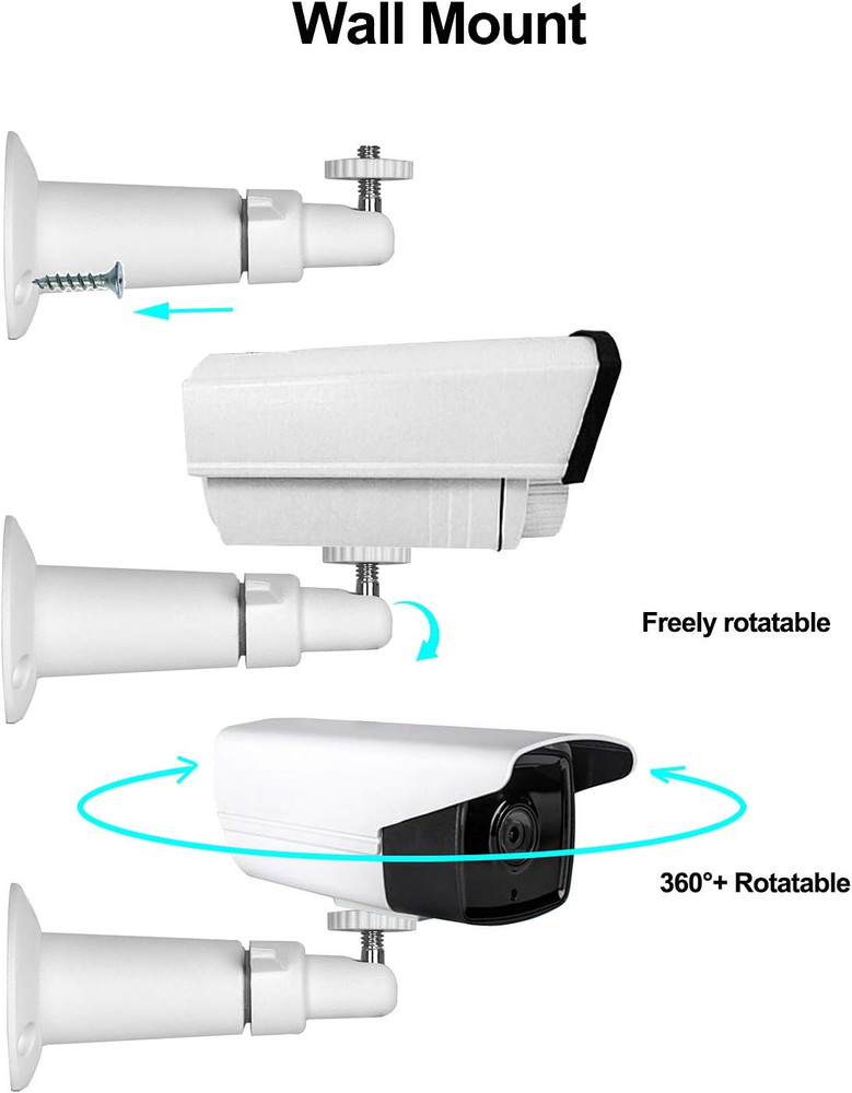 Security Camera Wall Mount Bracket (1/4'') Adjustable Indoor/Outdoor Mount Compa