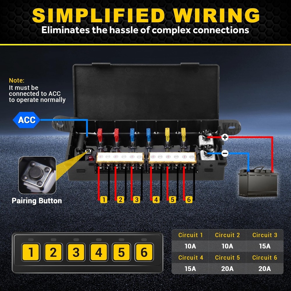 Bumbee 6 Gang Wireless Switch Panel, Multi-Function Toggle Switches, 80A High...