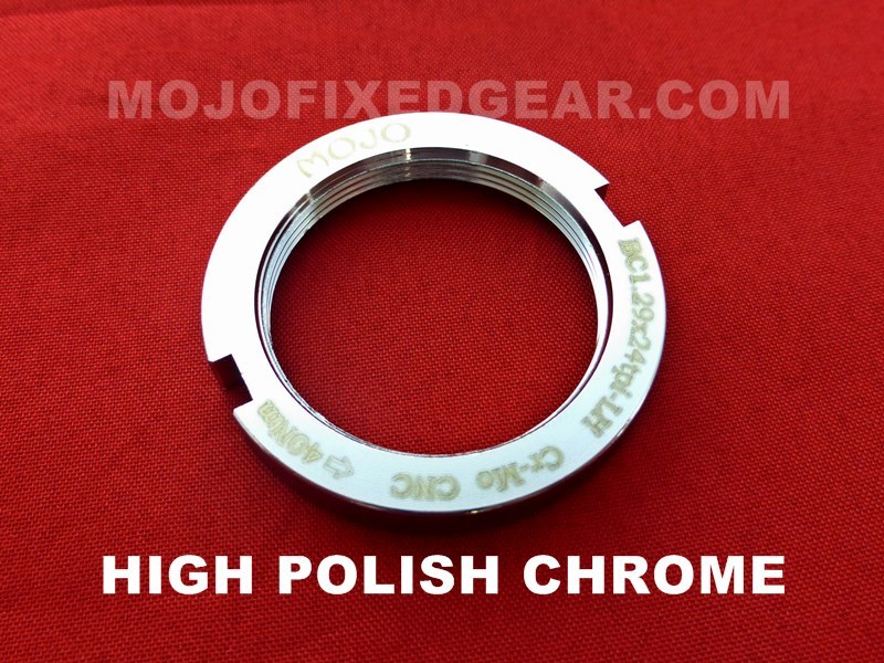 MOJO Fixed Gear Lockring - CNC ANODIZED Cro-Mo TRACK LOCK RING BLOCK - CHROME