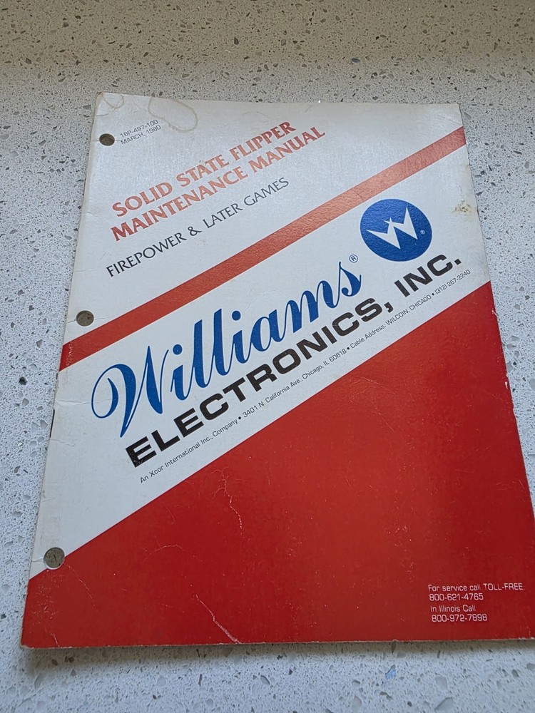 Original 1980 Williams Solid State Flipper Maintenance Manual Firepower & Later