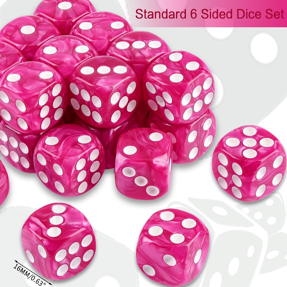24 Piece Pearl Pattern Smooth Round Corner 16mm dice 6 Sided dice d6 dice Set...