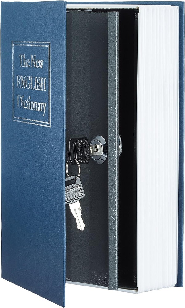 Portable Blue Book Safe with Key Lock