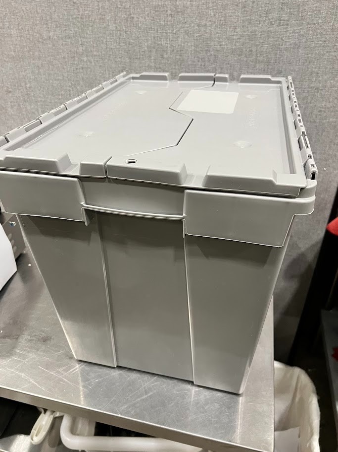 Polyethylene Attached-Lid Storage Tote: 100 lb Capacity - 2ct