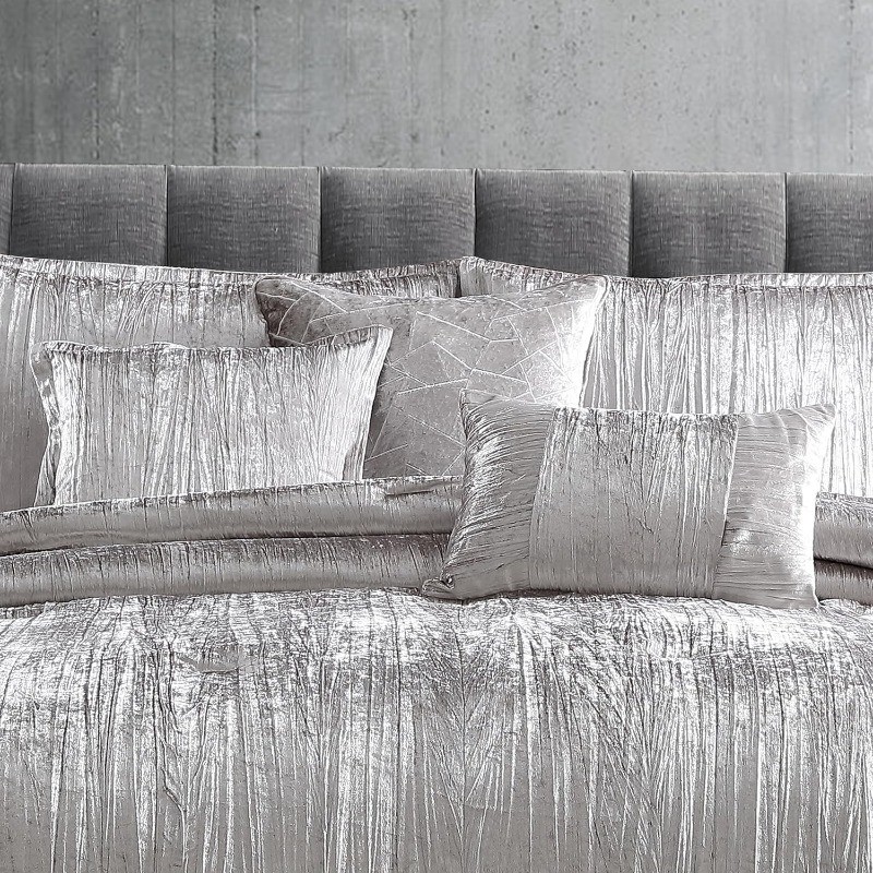 Turin Comforter Set, King, Silver, 7 Piece Set