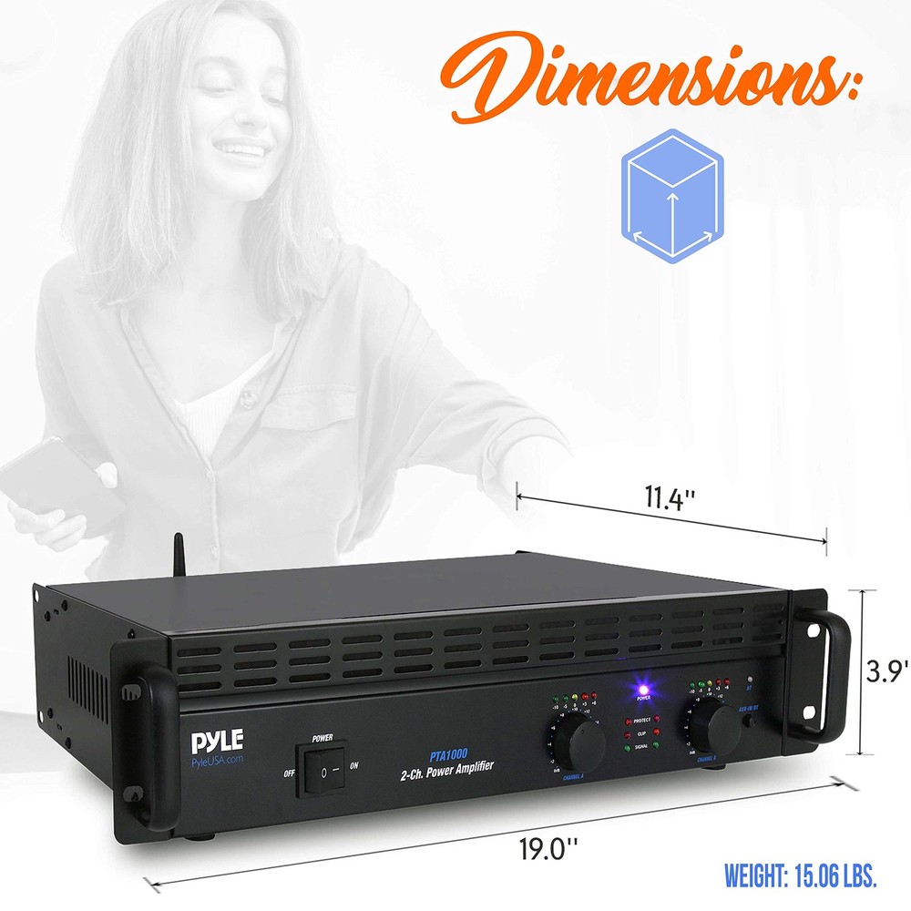 Professional Audio Bluetooth Power Amplifier - 2-Channel Rack Mount Bridgeab...