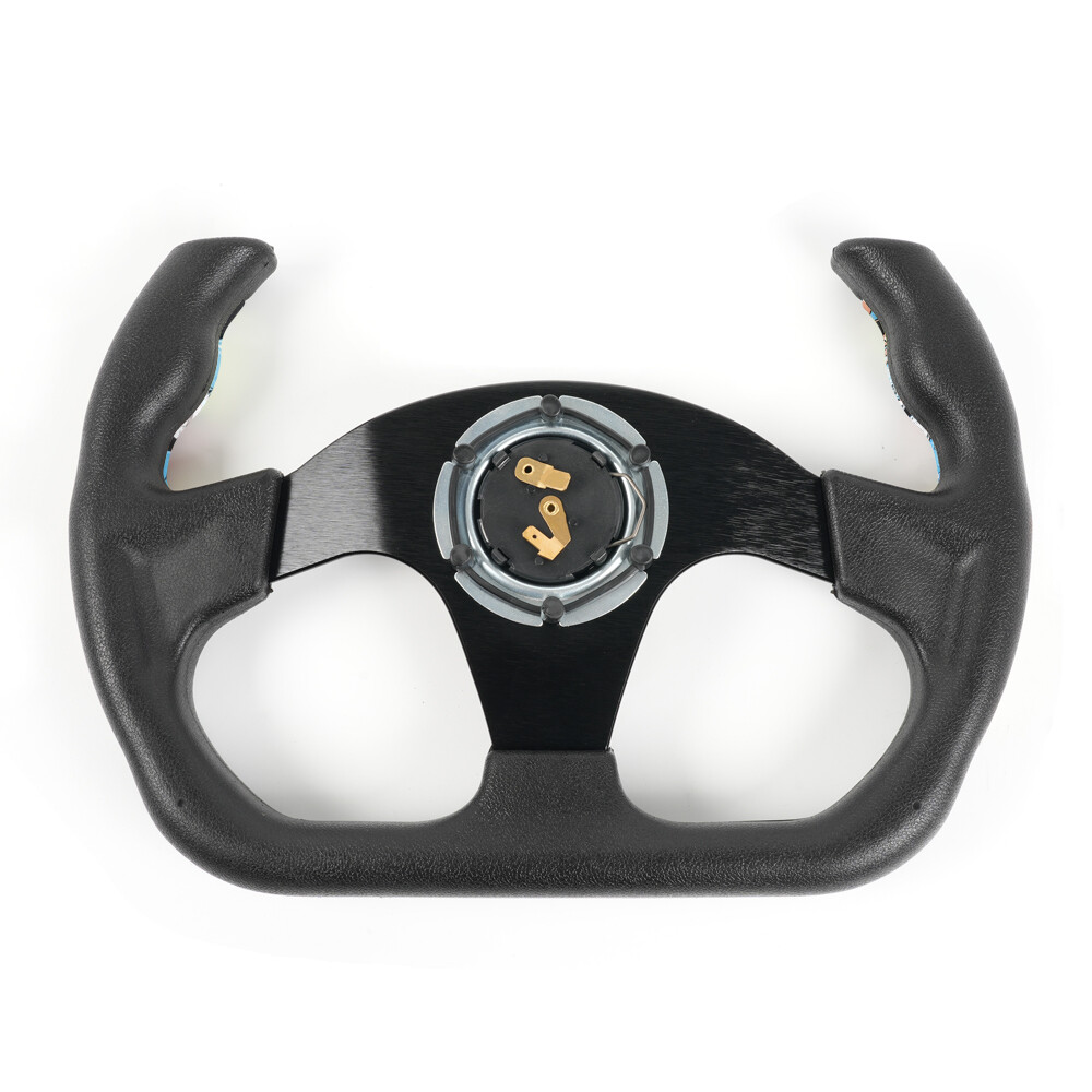 Universal U Shape Flat Dish Drift Racing Steering Wheel + 6 Holes Horn Button