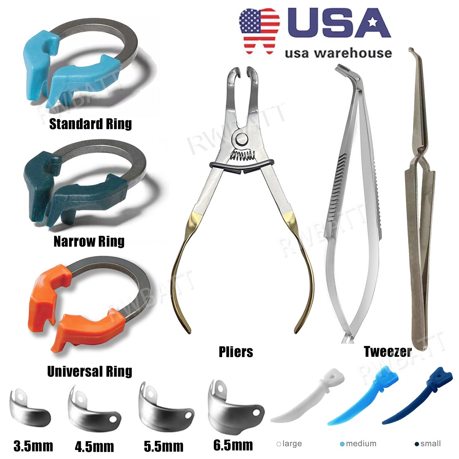 Dental Matrix Bands Ring Sectional Matrice Clamp Wedges Fit Palodent V3 System