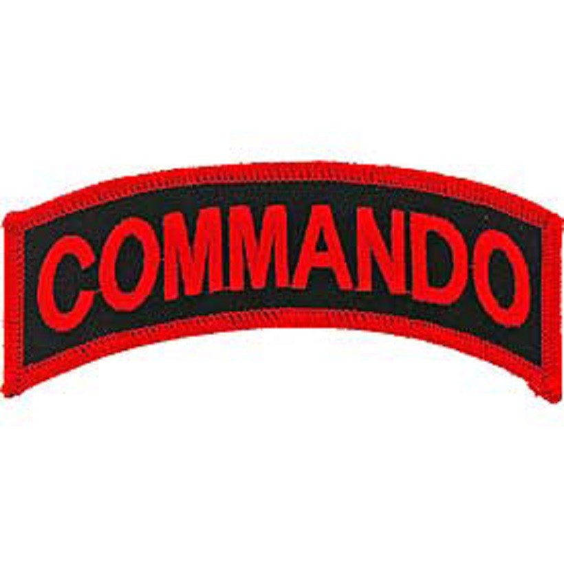 MILITARY EMBROIDERED PATCH - COMMANDO (TAB) -- IRON-ON - 4" FREE SHIPPING