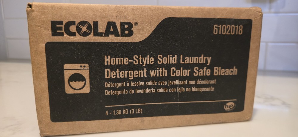 4 ct. - 3lb ea. Ecolab Home-Style Solid Laundry Detergent with Color Safe Bleach
