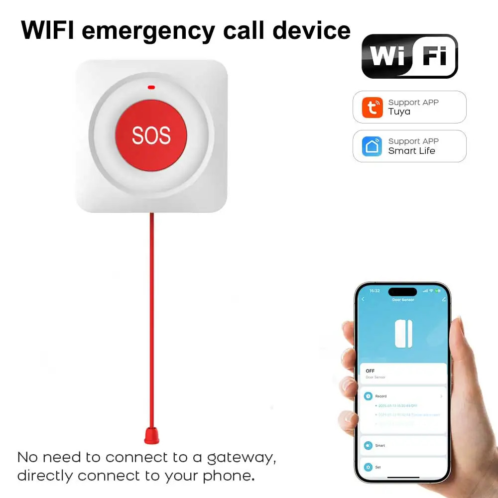 Tuya Smart Wireless SOS Emergency CallButton WiFi/Zigbee Button Alert Assistance