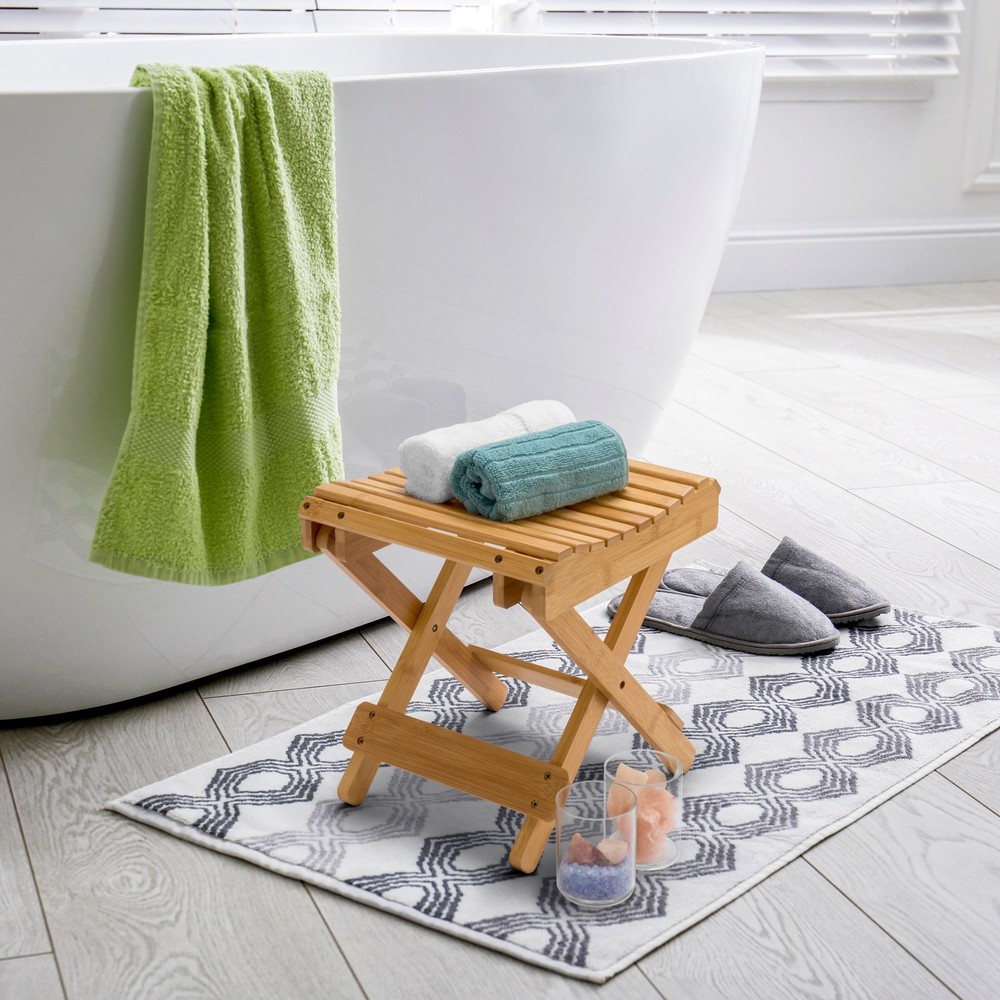 Sorbus Bamboo Folding Step Stool Bench, Natural