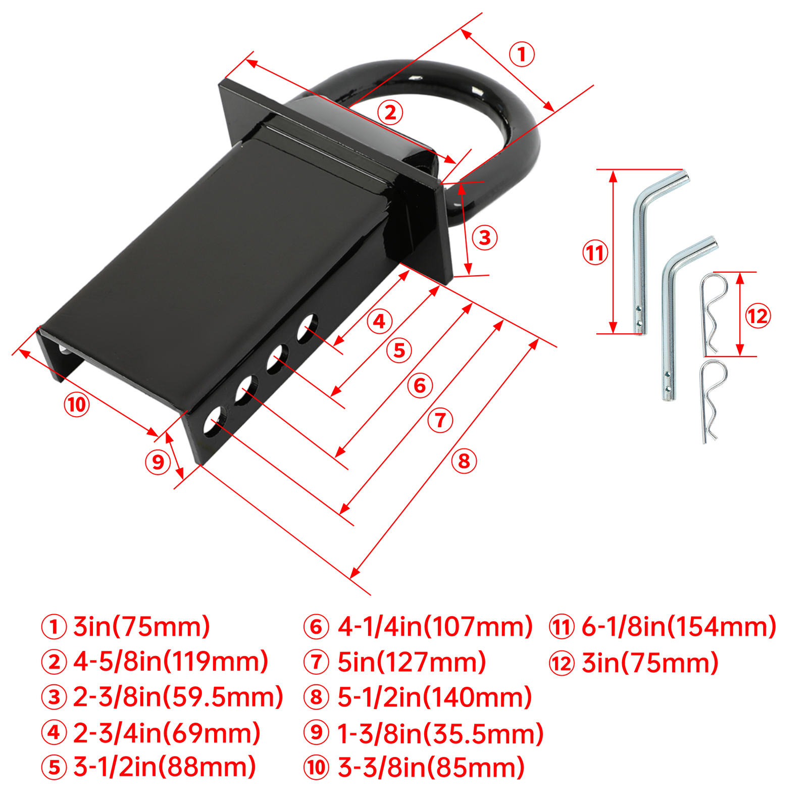 4X Standard 2"x4" Heavy Duty Trailer Adjustable Stake Pocket D Ring Zinc Coated