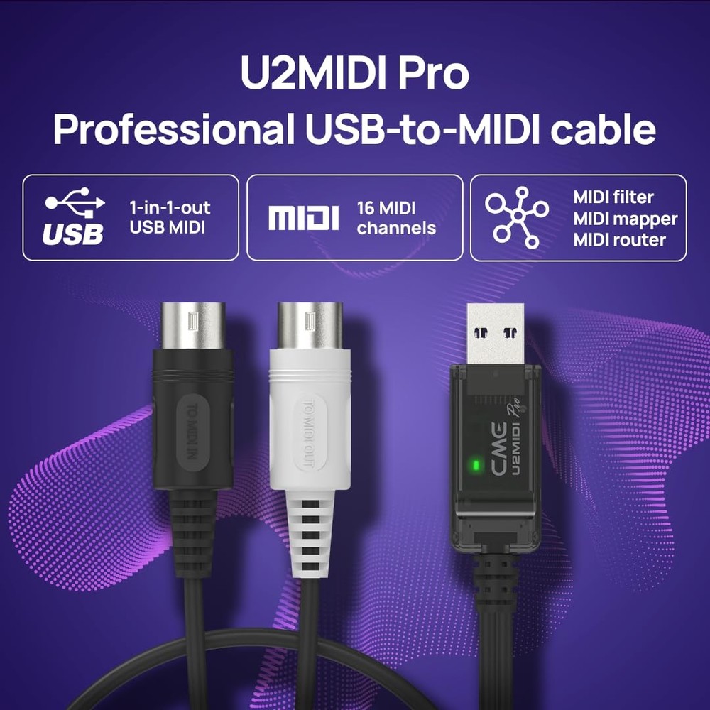 U2MIDI Pro - High-Speed USB MIDI Cable with Filter and Mapper - Plug & Play U...
