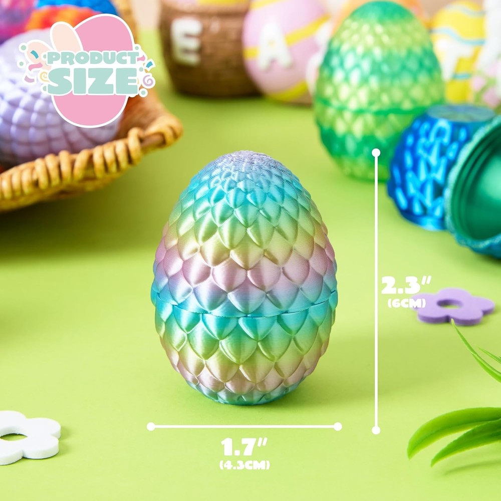 JOYIN 12 PCS Easter 3D Empty Eggs, 2.36" 3D Printed Dragon Empty Eggs Fillable E