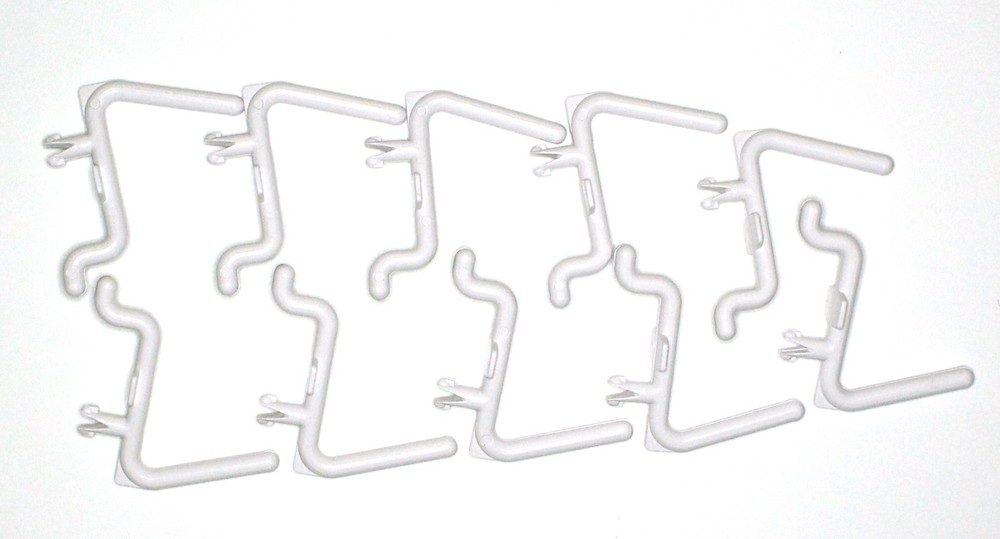 Plastic White L Style Pegboard Hook Kit Tool - 50 Pack - PEGBOARD NOT INCLUDED