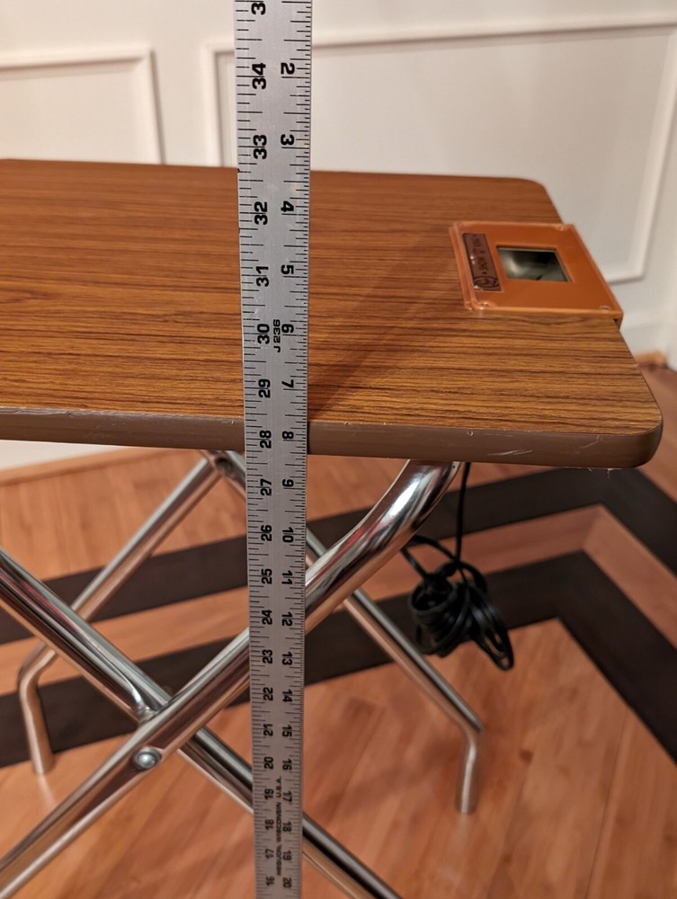 Logan Slide Projector Stand Foldable Table 28" high, 3 Power Plugins Vintage