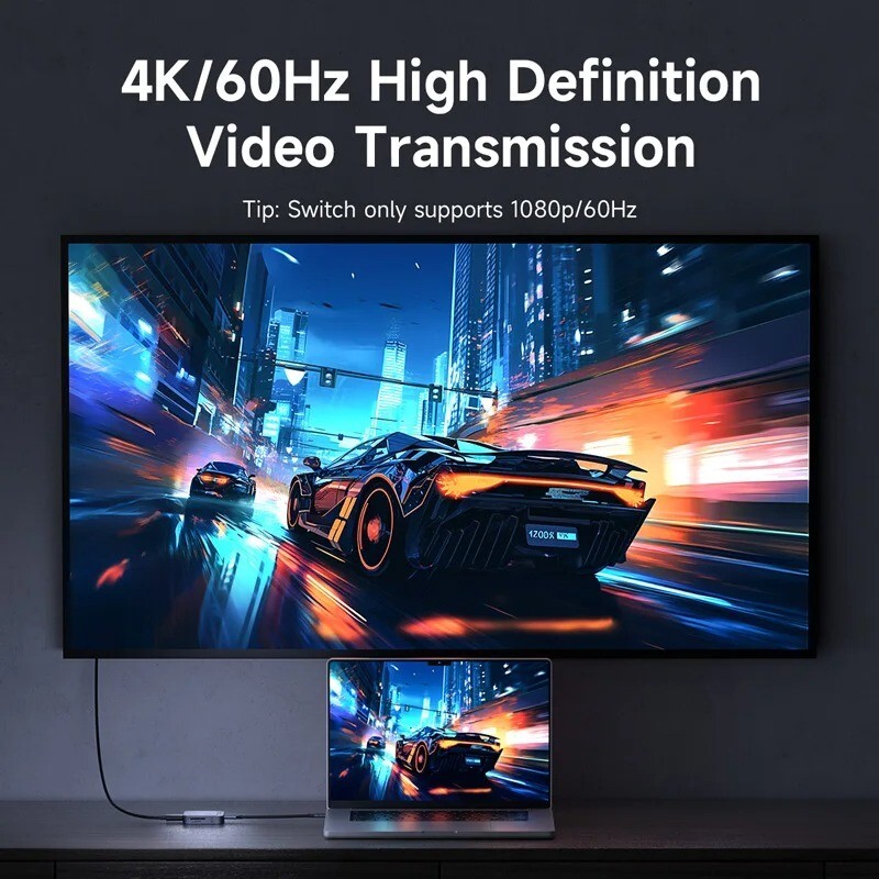 Magnetic USB C Hub Multiport Adapter Docking Station 4K HDMI 100W PD For iPhone