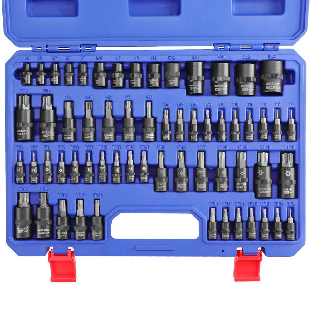 60-piece Master Torx Bit Socket&External Torx Socket Set 1/4"3/8"1/2"Drive Bits