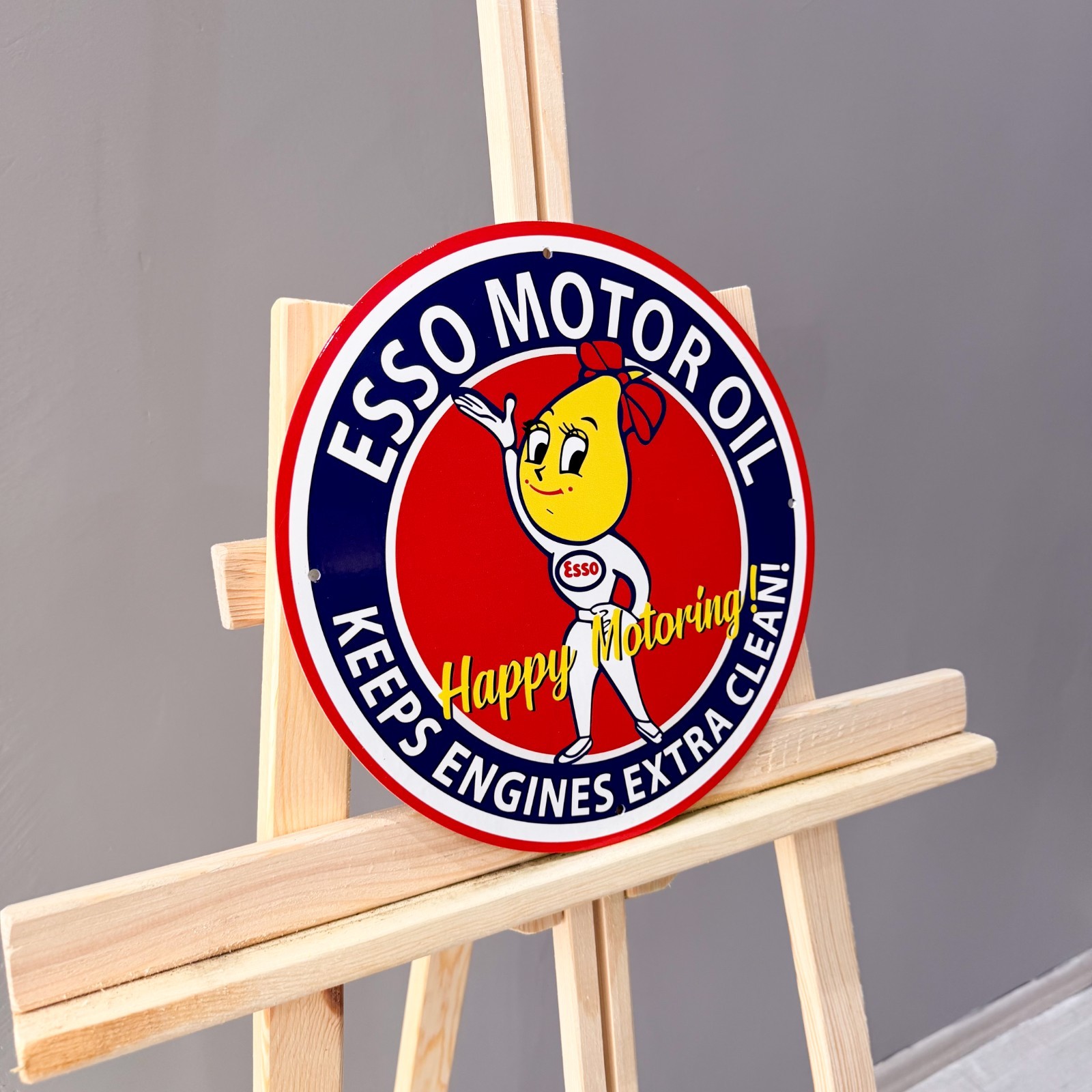 Esso Motor Oil Happy Motoring Female Mascot Metal Sign – 30 cm / 11.8”
