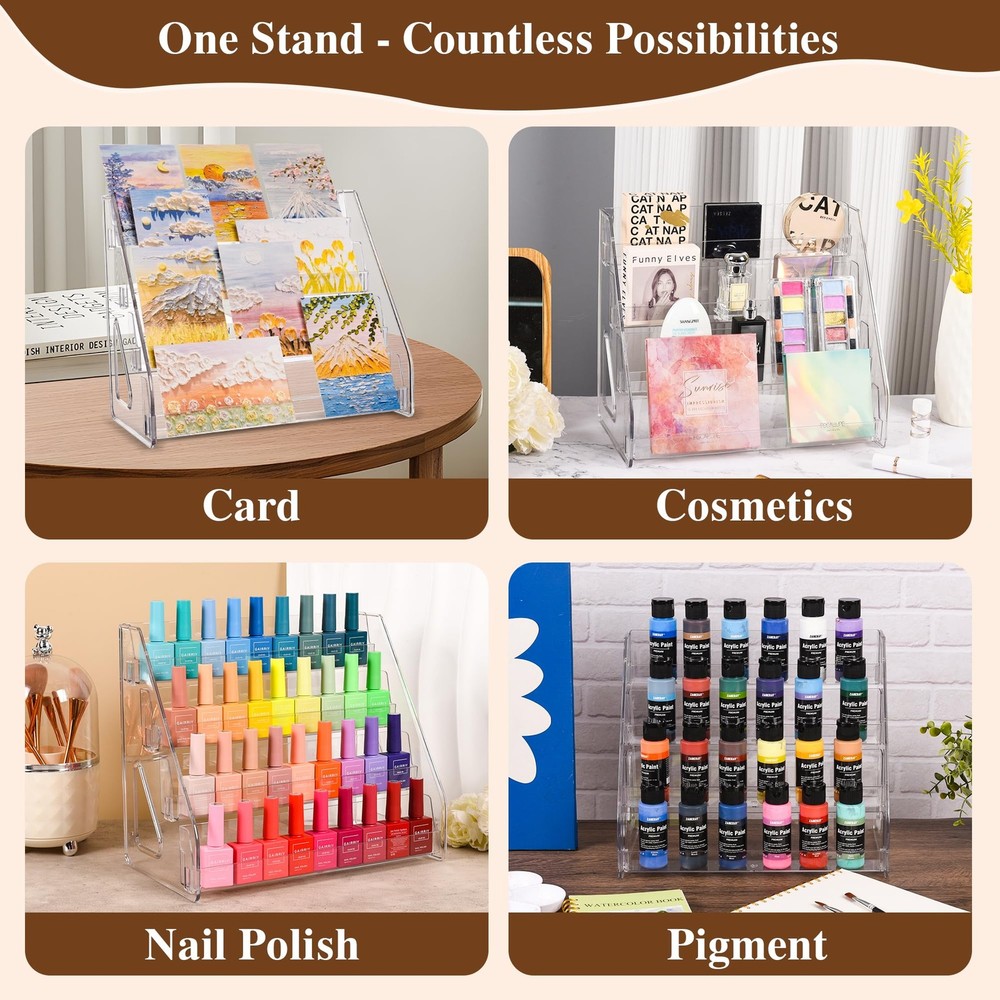 CELSOL Elevated 4 Tier Clear Acrylic Card Display Stand for Trading CLEAR