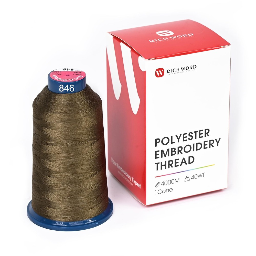 Poolin Embroidery Machine Thread Richword Selected Green 4000M 40WT Polyester...
