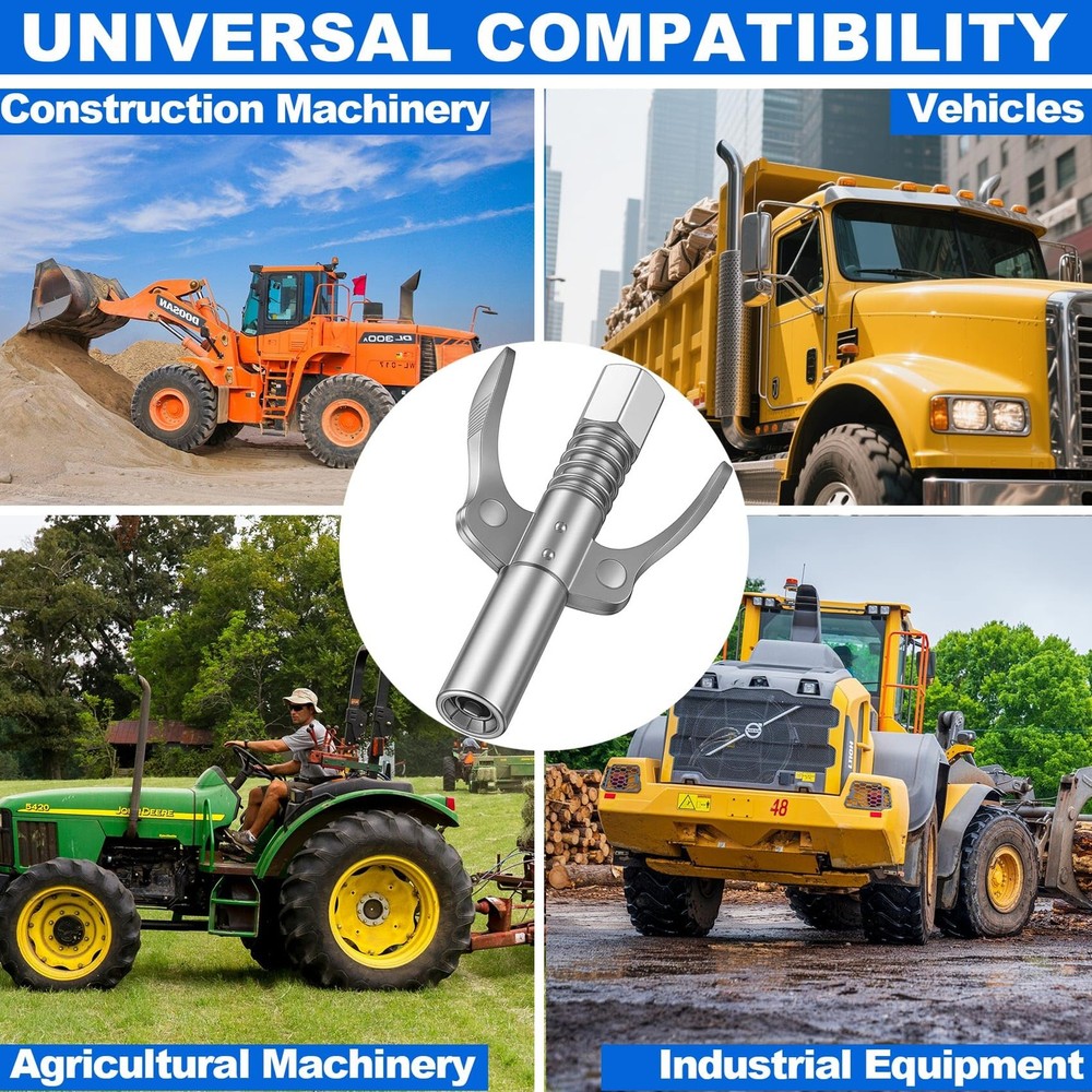 Grease Gun Coupler Double Handle Quick Lock Release Grease Tip End Coupler