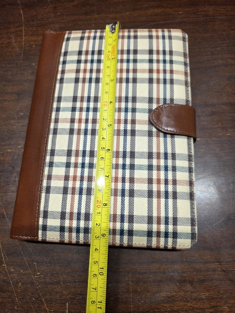 Plaid Leatherette Journal With Button Closure