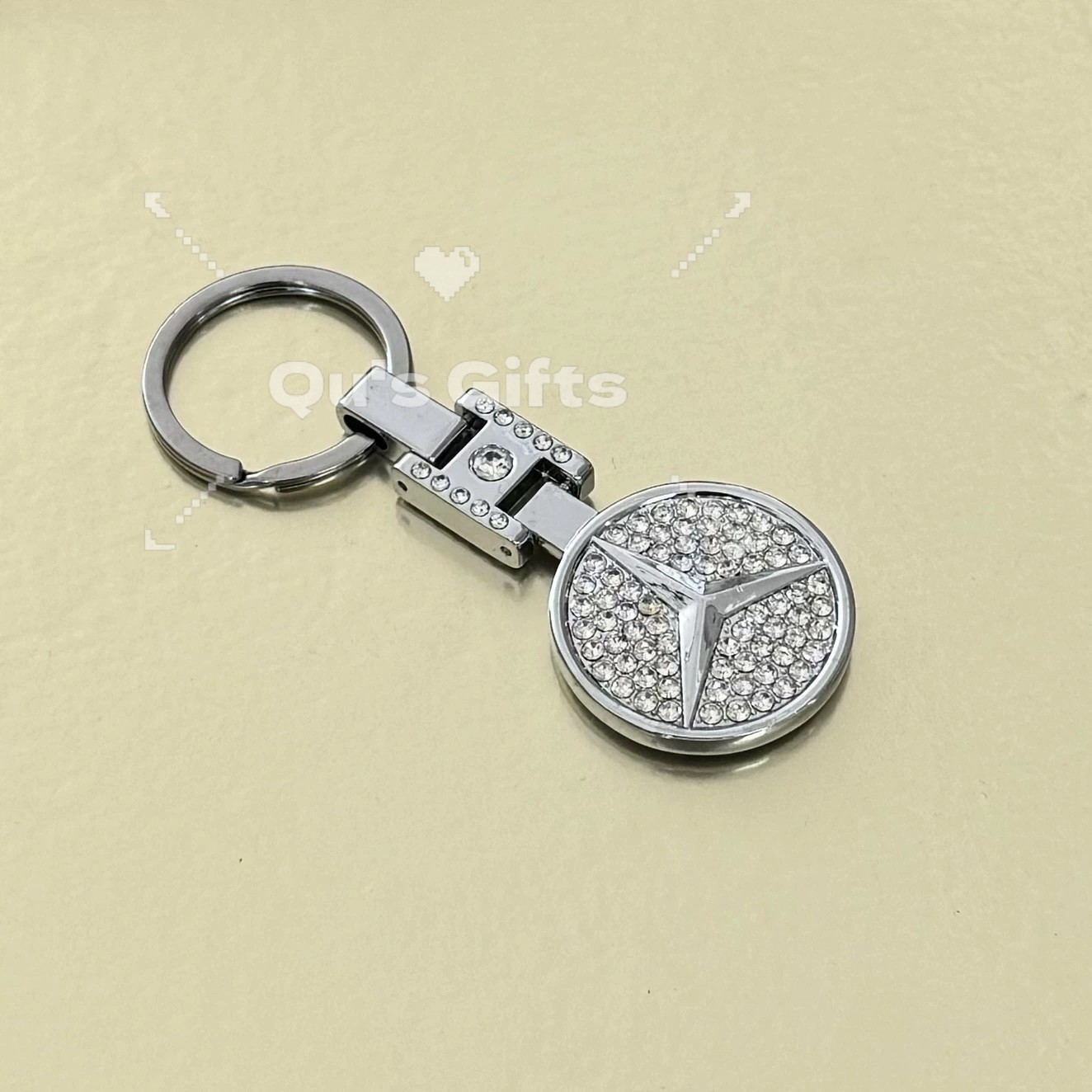 Mercedes-Benz Crystal Logo Double-Sided Metal Keychain Car Key Ring