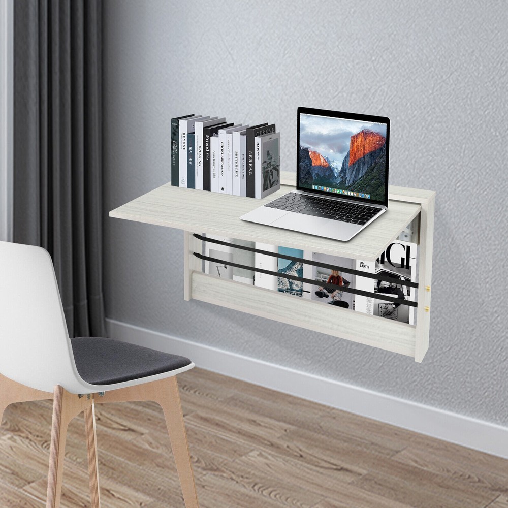 Folding Wall Table, Light Gray Fold Down Table Wall Mounted For Workbench, Home